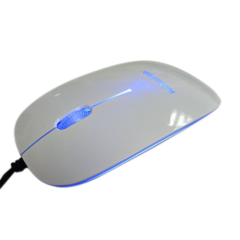 KolorFish Computer Wired Mouse With Laser LOGO Retractable Cable Blue Light Optical Mouse