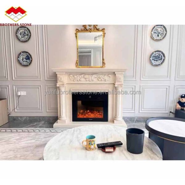 Freestanding Modern Indoor Royal Botticino Marble Decor Cream Shanna Beige Marble for Fireplace Tabletop Surround