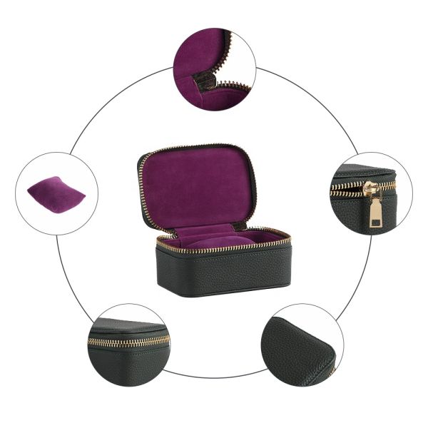 PU Leather Custom Watch Box Zipper Storage Case Portable Scratch Resistant