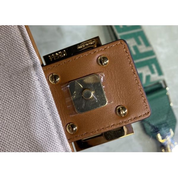 Women F Letters Pattern Denim Baguette Bag Embroidery Series