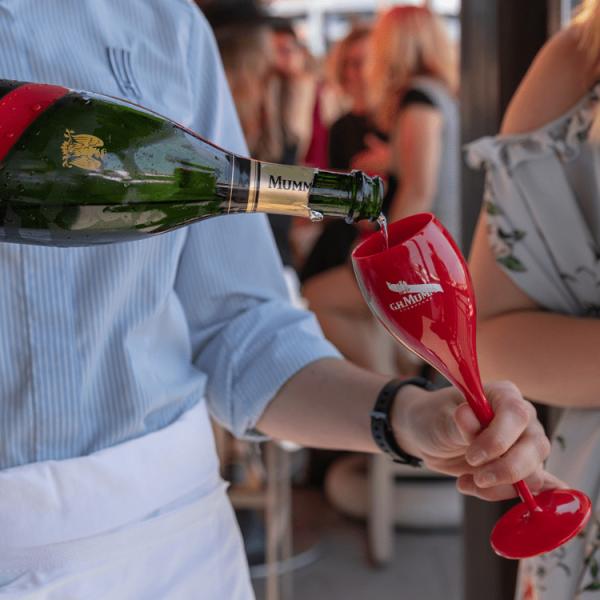 Unbreakable Acrylic G.H. Mumm Champagne Glasses Red Plastic Tulip Champagne Flutes