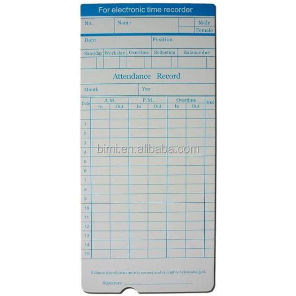 50pcs/ pack Time Cards for time recorder C050 Monthly pay cards Weekly optional Item C050
