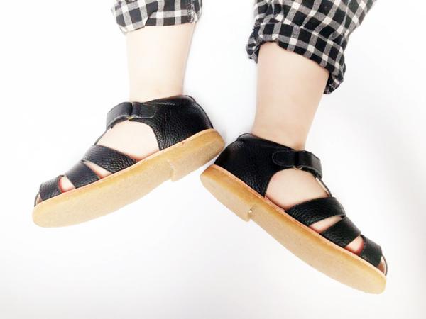 Three Colors Cow Leather Unisex Kids Sandals Shoes