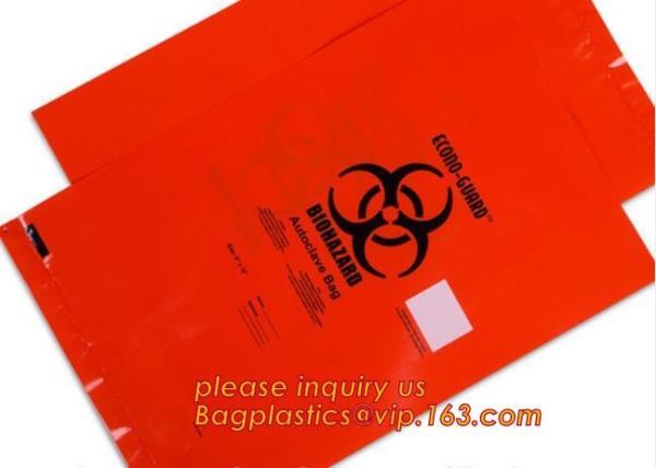 Durable plastic Biohazard Bags for medical waste, biohazard specimen transport poly bag, hazardous waste yellow plastic