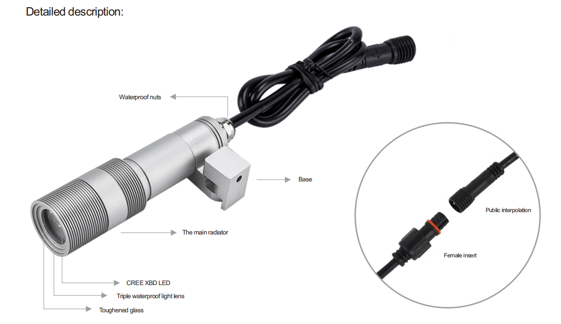 Светодиодный газоночный фонарь IP67 водонепроницаемый 3W наружный алюминиевый прожектор низкого напряжения