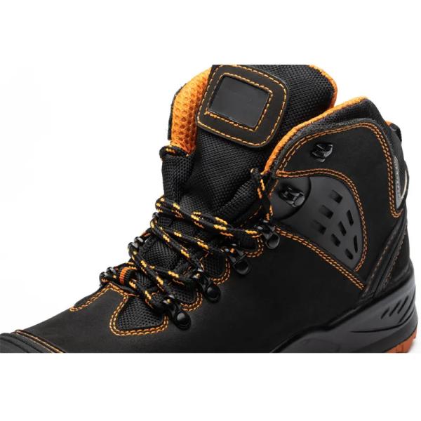 Slip Resistant Genuine Leather Hiking Shoes Black Heavy Duty Steel Toe Boots Unisex