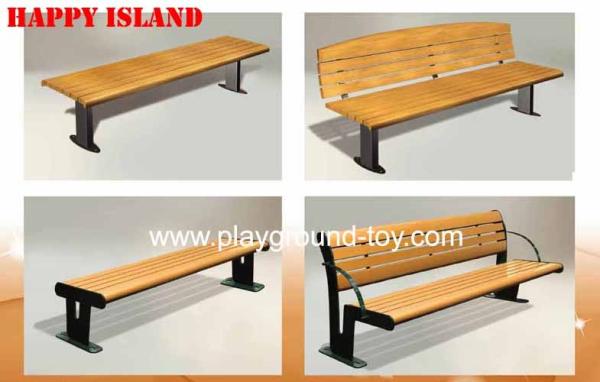 Hard Solid Outdoor Garden Benches Wood Leisure Chair With Iron Legs