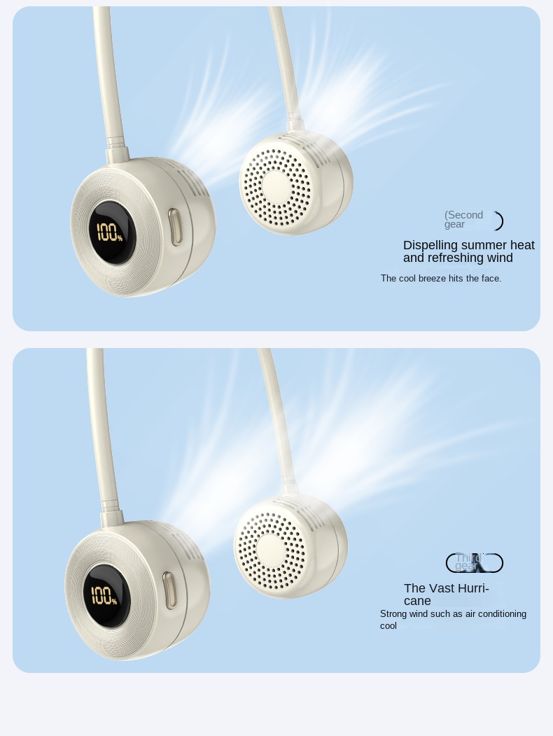 Portable USB Mini Fan Cross-Border Folding Neck Fan with Large Wind 3-Speed Air Cooling for Outdoor and Desktop Use