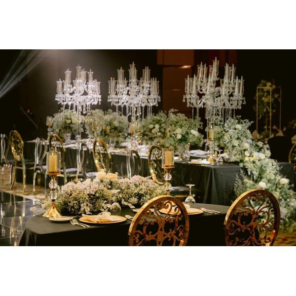 Длинный ствол ураганная колонна золотой свадебный свечник с трубками от дыма 3 шт.