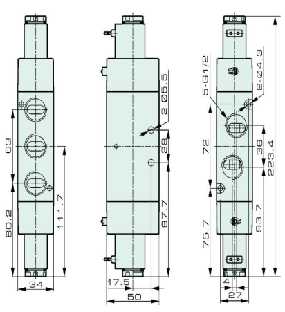 1/2'' Double Coils 5/2 Way Pneumatic Cylinder Valve 4V420-15 0.15-0.8MPa