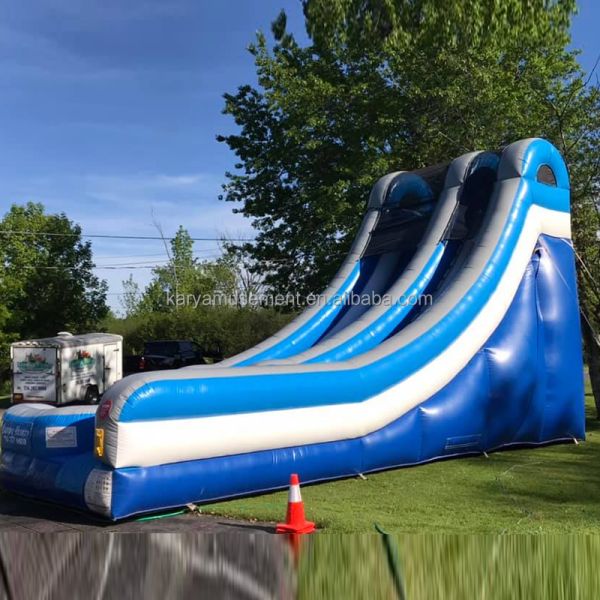 Blue PVC Inflatable Commercial Water Slide with Pool and Exciting Design