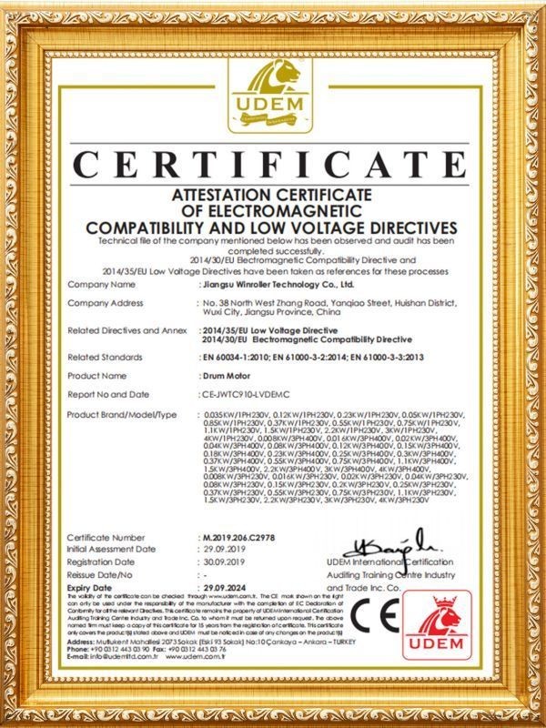 JIANG SU Winroller Technology Co., Ltd. Сертификации
