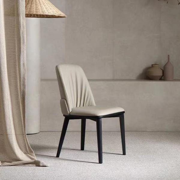 Pleat Leather Ash Wood Italian Style Dining Chairs With Refinement