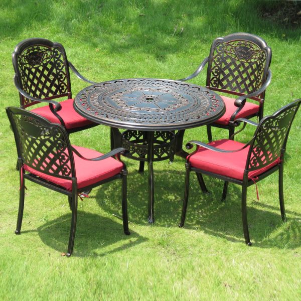 Outdoor Furniture Garden Dining Set Round Cast Aluminum Set with Customizable Options