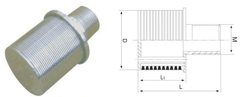 сопла DN 45mm M24 нержавеющей стали 316L продели нитку для водоочистки