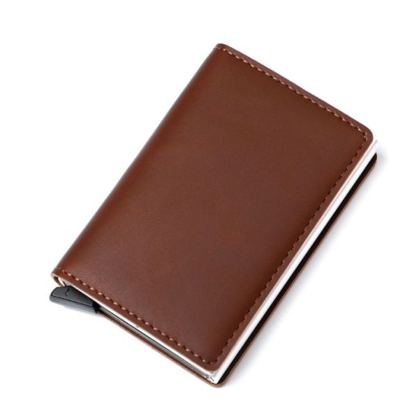Customized Color Pop Up PU Leather Metal Wallet Blocking Automatic Aluminium Credit Card Holder Custom