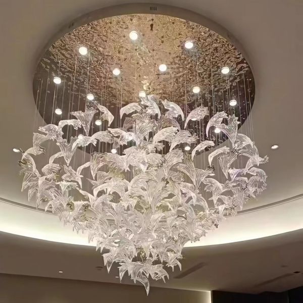 Hotel Lobby Cockscomb Shaped Chandelier Hall Front Desk Shopping Mall Beauty Salon Jewelry Store Glass Art Deco Chandelier