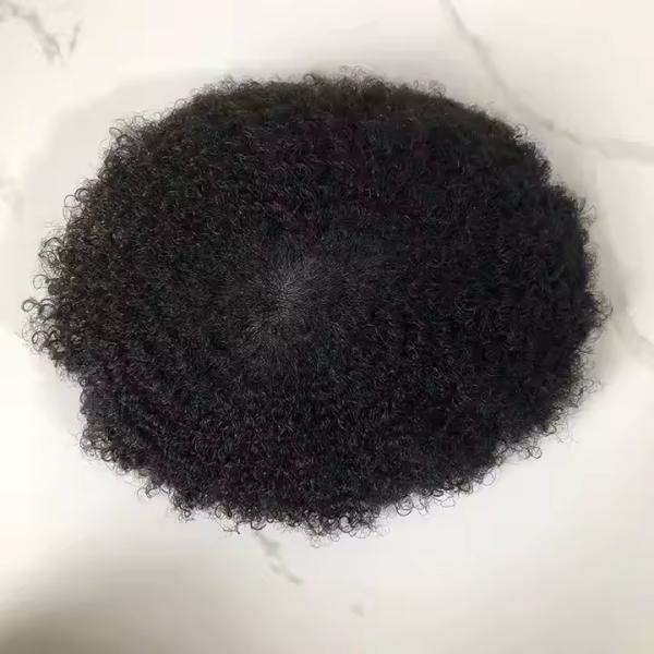 4mm 8x10 Afro Kinky Toupee Indian Human Hair pieces Man Hair Wig Poly Skin Toupee Human Hair Replacement