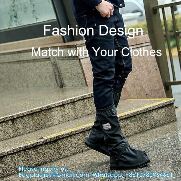 Waterproof Shoe Covers, Reusable Foldable Rain Boot Shoe Cover With Zipper, Non-Slip, Reflector, Men Women Rain Gear