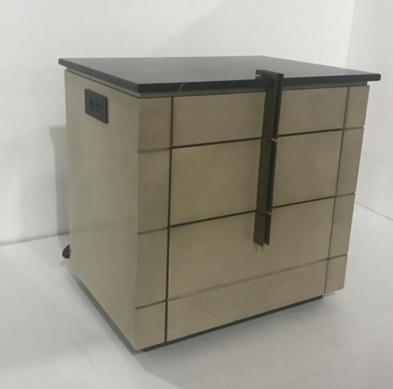 Stone top 3-drawer brushed grey finsh wooden night stand for hotel bedroom furniture,bed side table