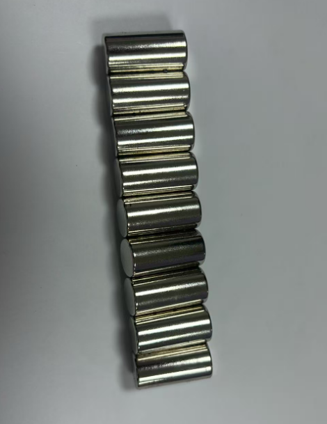 N42 Neodymium Cylinder Magnet 10mm dia. x 20mm thick Diametrically Magnetized (2-Pole)