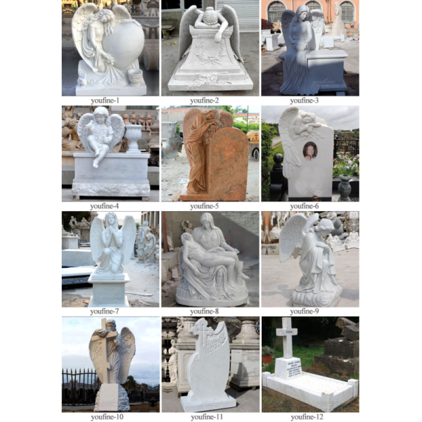Marble Angel Statue Weeping Angel Tombstone for Cemetery