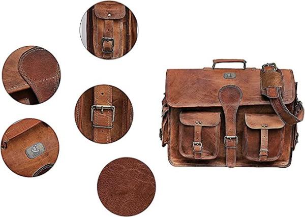 400g 14 Inch Vintage Handmade Leather Messenger Bag For Laptop Briefcase