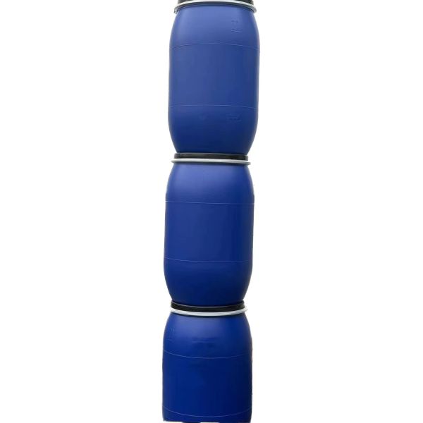 200L Blue Plastic Barrel Drum With Handle And Steel Hoop For Chemical Storage
