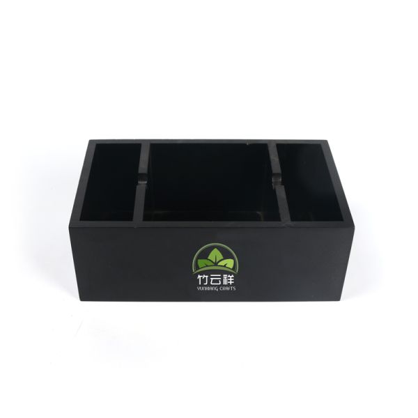 Simply Logo Printed Wooden Packaging Box Black Personalized Jewelry Box