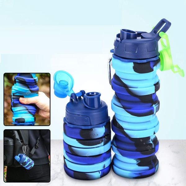 Portable Water Bottle for Fitness and Riding Creative Camouflage Silicone Folding Mug