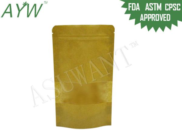 Plain Recyclable Kraft Paper Zipper Bags For Dried Flowers / Fruit Packing