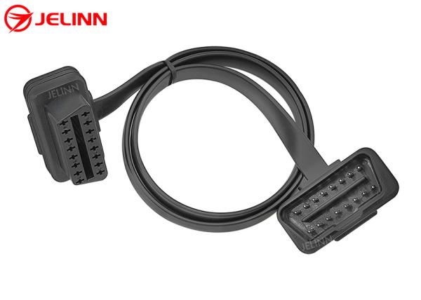 OBD2 OBDII 16-Pin J1962 Right Angle Male to Female Extension Flat Cable