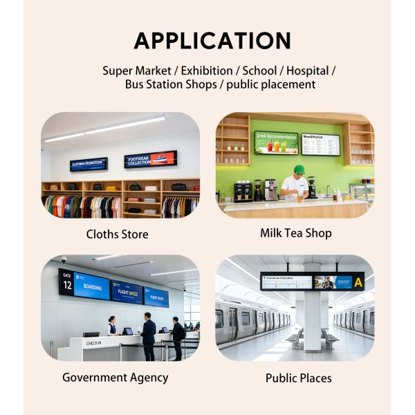 21 24 28 Inch Custom Stretched Bar LCD Display Ultra Wide Screen Advertising Player Digital Signage and Displays