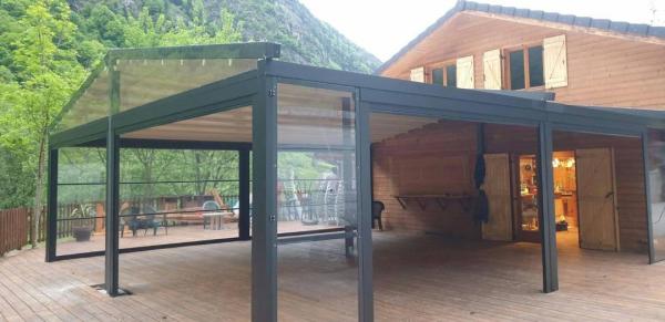 Alumínio PVC Pergola Canopy Telhado Pergola Hotéis Porta da frente moderna impermeável Telhado retrátil