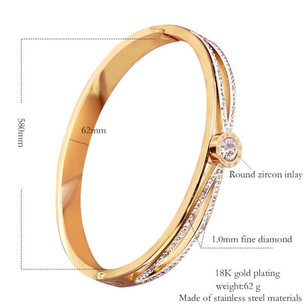 Bracelet female gift 18K gold letter Naan zircon jewelry stainless steel cross gold bracelet wholesale