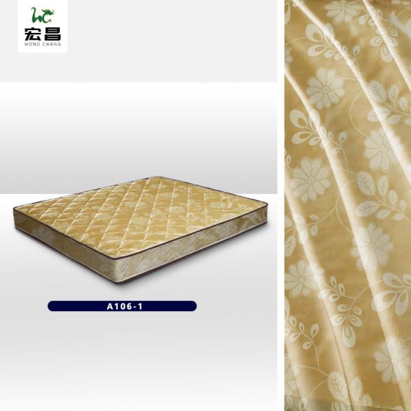 TUV certified 100% Polyester Gold Mattress Cover Fabric Light resistance