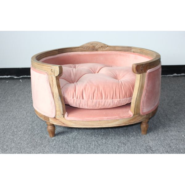 Nice design furniture for dogs oak wood frame dog house good cushion with velvet fabric dog house