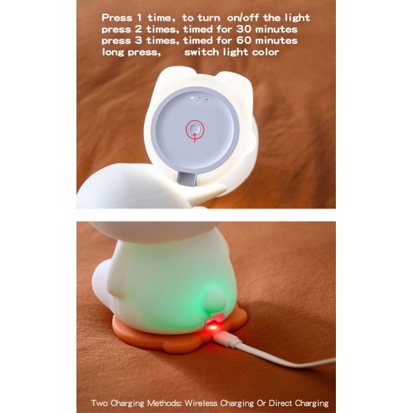 Controle de toque Custom Casa Decorativa Luz luminosa Coelhos Lâmpada Animal Luz noturna LED