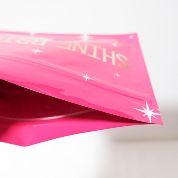 Pink Beauty Lip Gloss Packaging Waterproof Plastic Zipper Bag Gravure Printing
