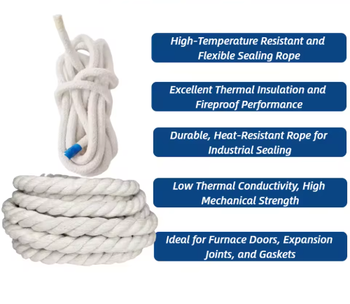 1260°C White Ceramic Fiber Textile Fabric Rope Tape Cloth With Stainless Steel Reinforcement