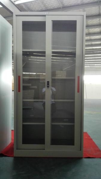Glass/steel door swing open steel cupboard cabinet Knocked down structure/white/grey color/cam lock