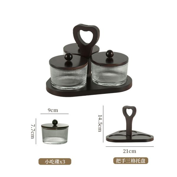 Container Set 4 Jars Glass Snack Container with Wooden Plate and Lid US