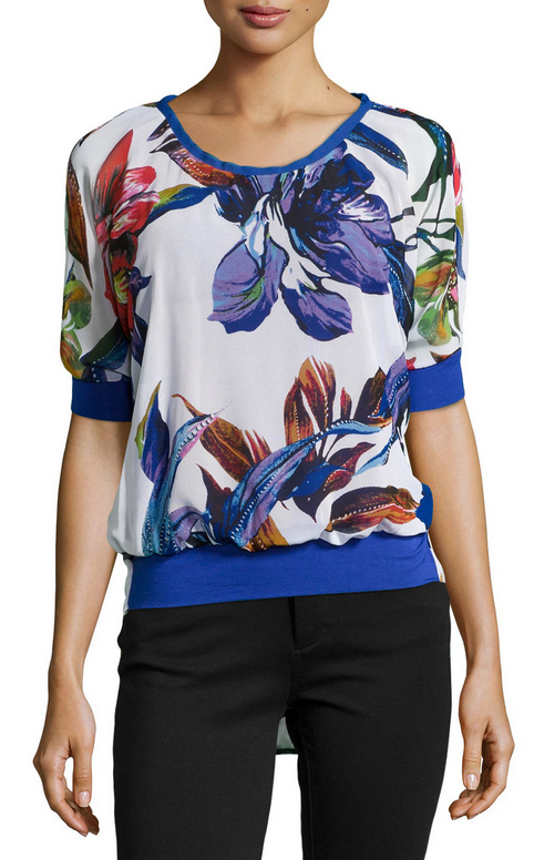 Floral Scoop-Neck Blouse