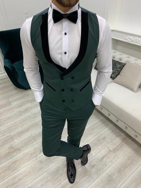 Bergamo Green Mens Peak Lapel Tuxedo