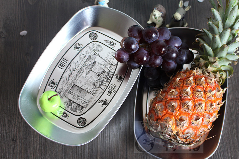 Print Small  Tin Ice Bucket Metal Serving Tray 250 x 165 x 30 mm