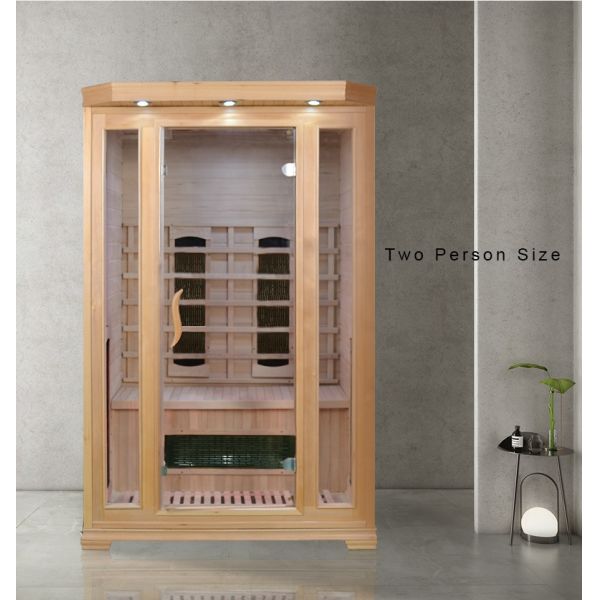 Indoor Hemlock Ceramic Heaters 2 Person Far Infrared Sauna 1750W