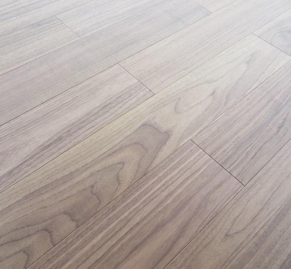 slight brushed American walnut engineered wood flooring, natural lacquer with matt finishing