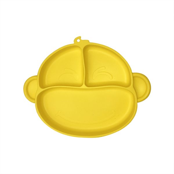 Customized Silicone Baby Tray Cartoon Monkey Shape BPA Free Suction Silicone Bowl
