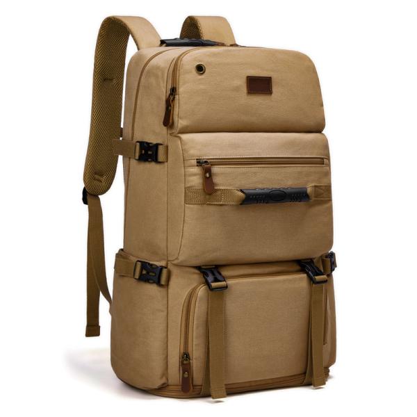 56-77 litros Vintage Laptop Mochila de lona Khaki Cor Impermeabilização