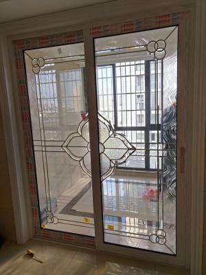 2017 decorative leaded glass inserts for sliding door with brass came 1 inch thickness